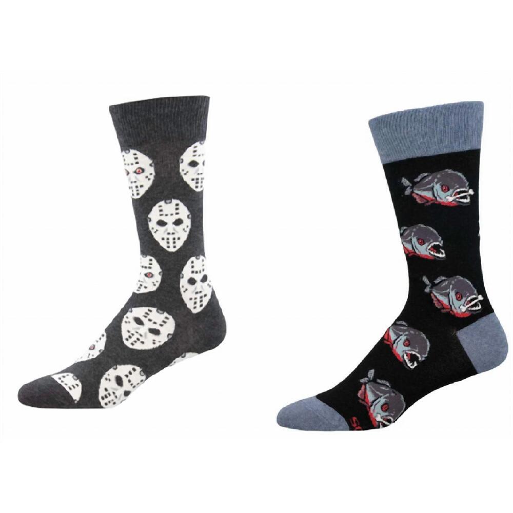 NEW SOCKSMITH men's face off & piranha socks - set of 2 pair in multi